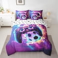 thumbnail image 2 of Manfei Gamepad Game Lovers 7-Piece Twin Bedding Sets,Geometric Honeycomb Hexagon Bedding Comforter Set,Purple Black Sheet Sets For Boys Kids,Ultra Soft Home Decor Reversible, 2 of 8
