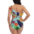thumbnail image 5 of Pofeuu Vegetable Print Women's One Piece Swimsuits One Shoulder Swimwear Asymmetric Ruffle Monokinis Bathing Suits-Large, 5 of 6