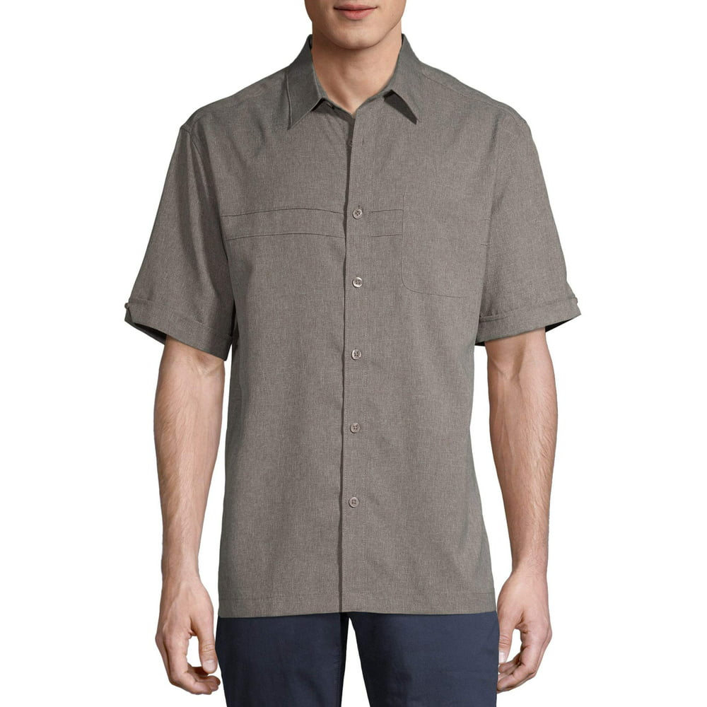 Cafe Luna Men's Short Sleeve Solid One Pocket Woven Shirt - Walmart.com ...