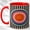 Red, variant on Retro Circle Coffee Mug, Geometric Stripe Mug, Ceramic 11 oz