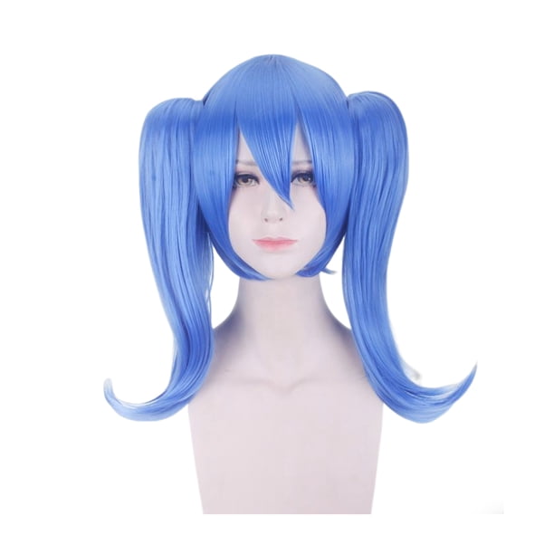 Peluca sintética azul para cosplay anime para Halloween, 40 cm