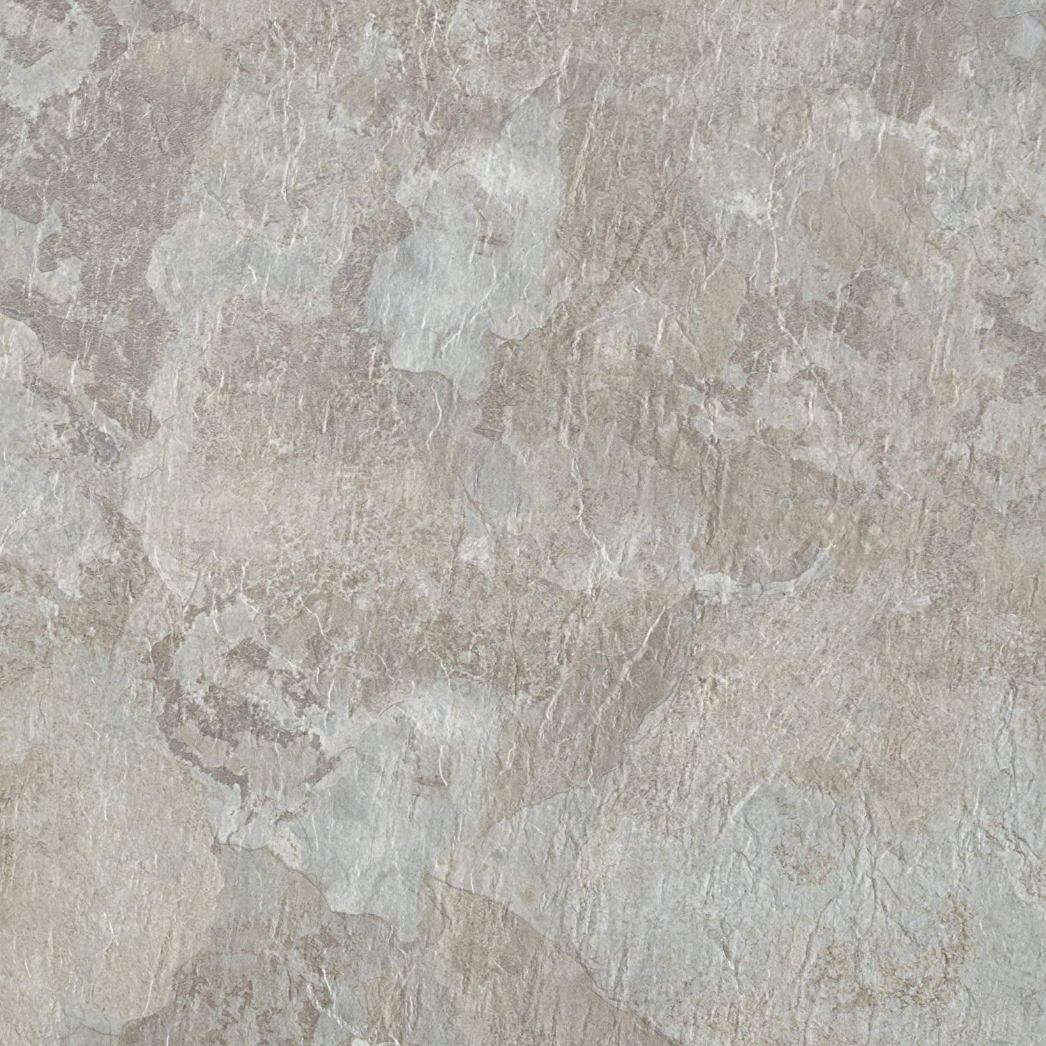 PowerSellerUSA Majestic 2mm 18"x18" Vinyl Tile, Light Gray Slate 1-Pack (10 Tiles) Self-Adhesive Peel & Stick Flooring, Waterproof Stone-Look for Kitchen Bathroom Basement