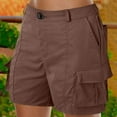 thumbnail image 2 of QHFBli Bermuda Shorts for Women Cargo Shorts Knee Length 6 Pockets Elastic Waist Long Shorts for Summer Casual, 2 of 5