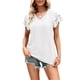 thumbnail image 2 of VISgogo Tops sueltos de verano para mujer, camiseta dulce con cuello en V y manga corta con volantes de doble capa con agujeros de color sólido VISgogo moda, 2 of 5