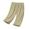 thumbnail image 7 of Olyvenn Straight Leg Pants for Women Solid Quick Dry Comfy Fit Stretch Active Capri Pant Casual Lightweight Wide Leg Capris Khaki L, 7 of 7