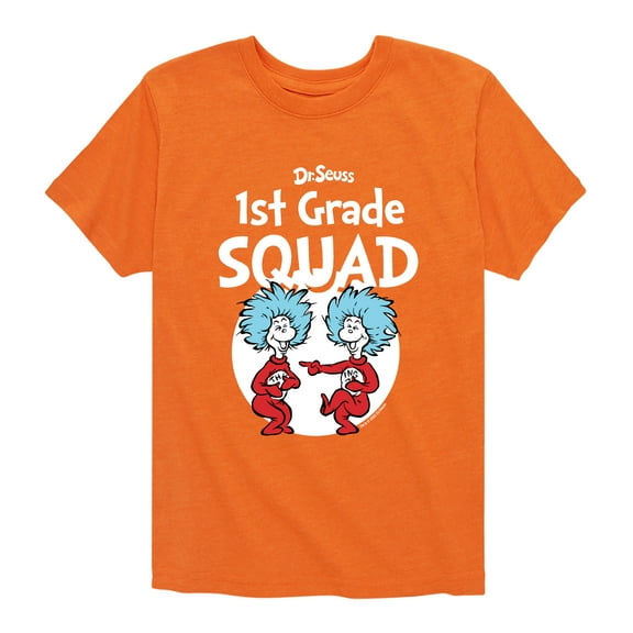 Dr. Seuss - 1st Grade Squad - Thing 1 and Thing 2 - Cat in the Hat - Youth Short Sleeve Graphic T-Shirt