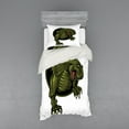 thumbnail image 2 of Ambesonne Fantasy Bedding Set 4 Pcs, T-rex Animal, Queen, Olive Green Brown, 2 of 3