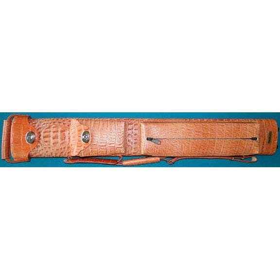 J&J 2x4 Leather Crocodile Billiard and Pool Cue Stick Case - Light Brown