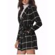 thumbnail image 4 of Abrigo de invierno con cinturón y cuello de chal de cuadros para mujer INSPIRE CHIC XS negro, 4 of 8