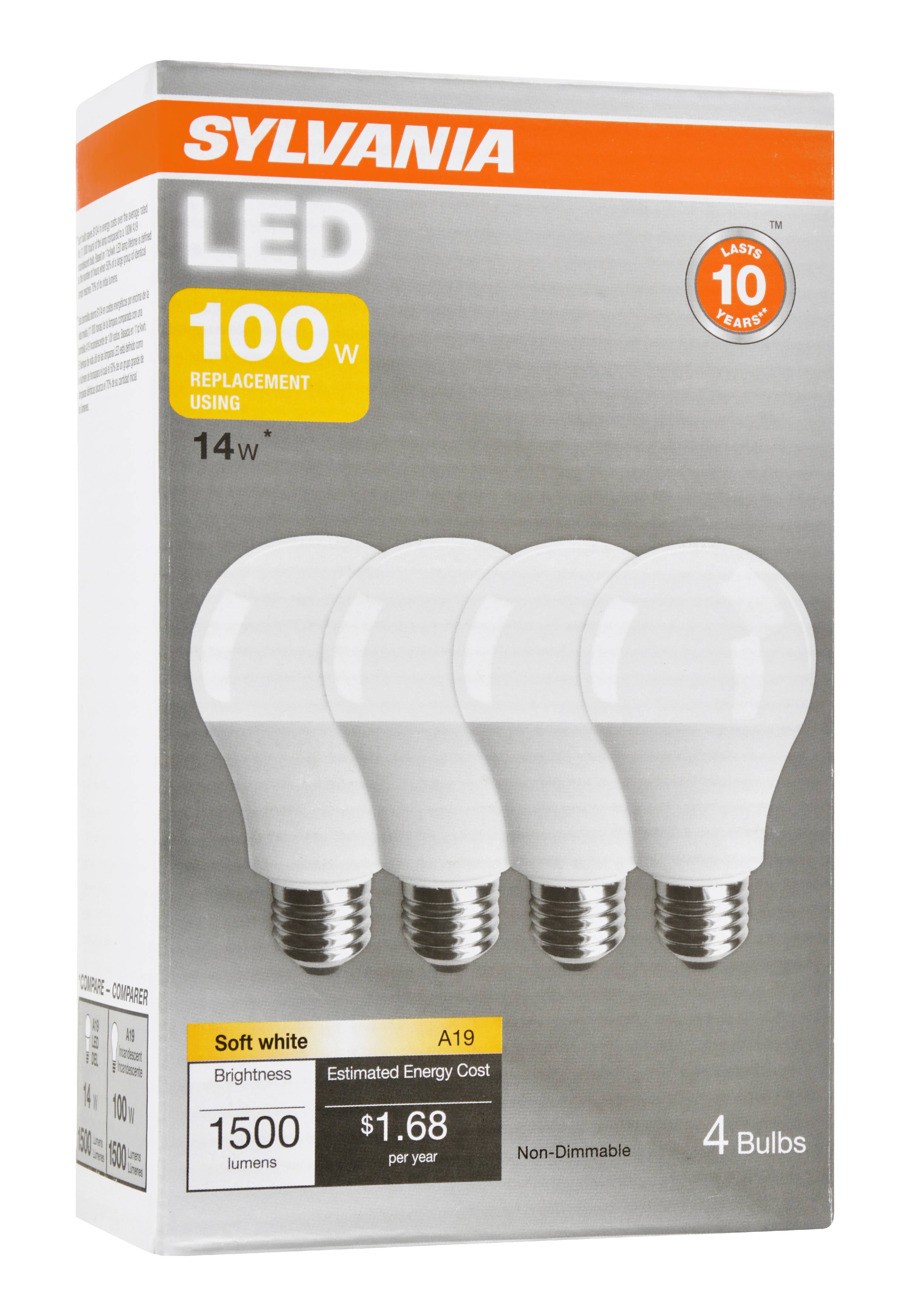 Sylvania Led Light Bulbs 14w 100w Equivalent Soft White Bulb 4 Count Walmart Com Walmart Com