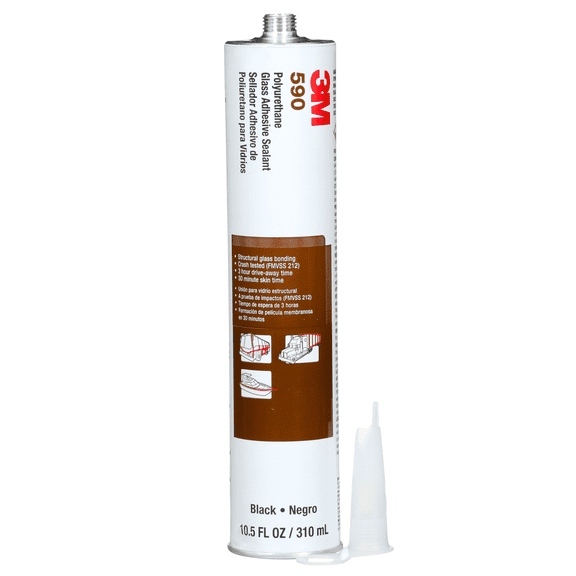 3M Polyurethane Glass Adhesive Sealant 590, Black, 310 mL Cartridge