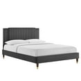 thumbnail image 3 of Modway Zahra Channel Tufted Performance Velvet Full Platform Bed in Charcoal, 3 of 5