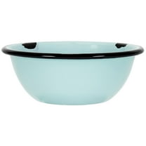 Red Co. Set of 4 Enamelware Metal Classic 20 oz Round Cereal Bowl, Distressed Aqua/Black Rim