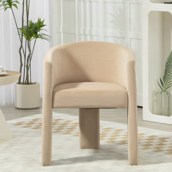 Finnhomy Modern Dining Chairs, Set of 1 Velvet Upholstered Barrel Dining Chairs with Open Back, 3-Leg Upholstered Side Armchairs, Perfect for Dining, Living Room, Bedroom, Kitchen
