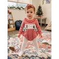 thumbnail image 5 of Cjfdfy Newborn Baby Girl Christmas Fall Outfit Reindeer Gingerbread Man Embroidery Puff Long Sleeve Bubble Romper And Headband Infant My First Christmas Fall Winter Clothes 0-18 Months, 5 of 9