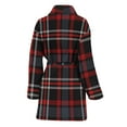 thumbnail image 2 of Grey Black And Red Scottish Plaid Women Bathrobe One Size Univeral Fits, Checkered Caro Plaid Tartan Fashion Lightweight Plush Fleece Long Robe For Women, 2 of 3