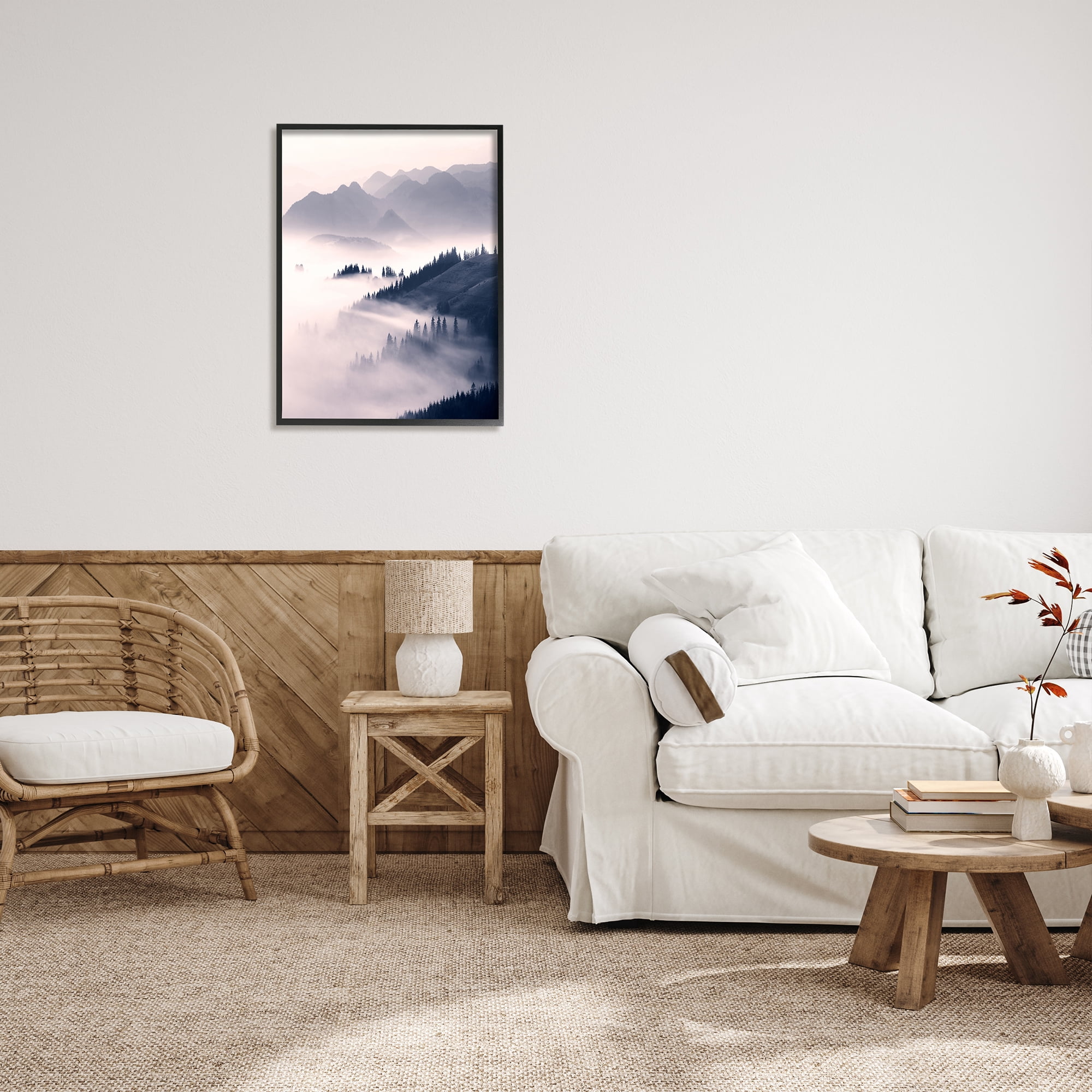 Stupell Industries Foggy Mountain Nature Nature Photography Black Framed Art Print Wall Art, 24 x 30