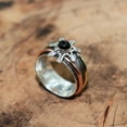 thumbnail image 3 of Black Onyx Spinner Ring, 925 Sterling Silver Ring, Copper Band Ring, Textured Band Ring, Hammered Ring, Wide Band Ring, Gift for Her Ring,.., 3 of 4