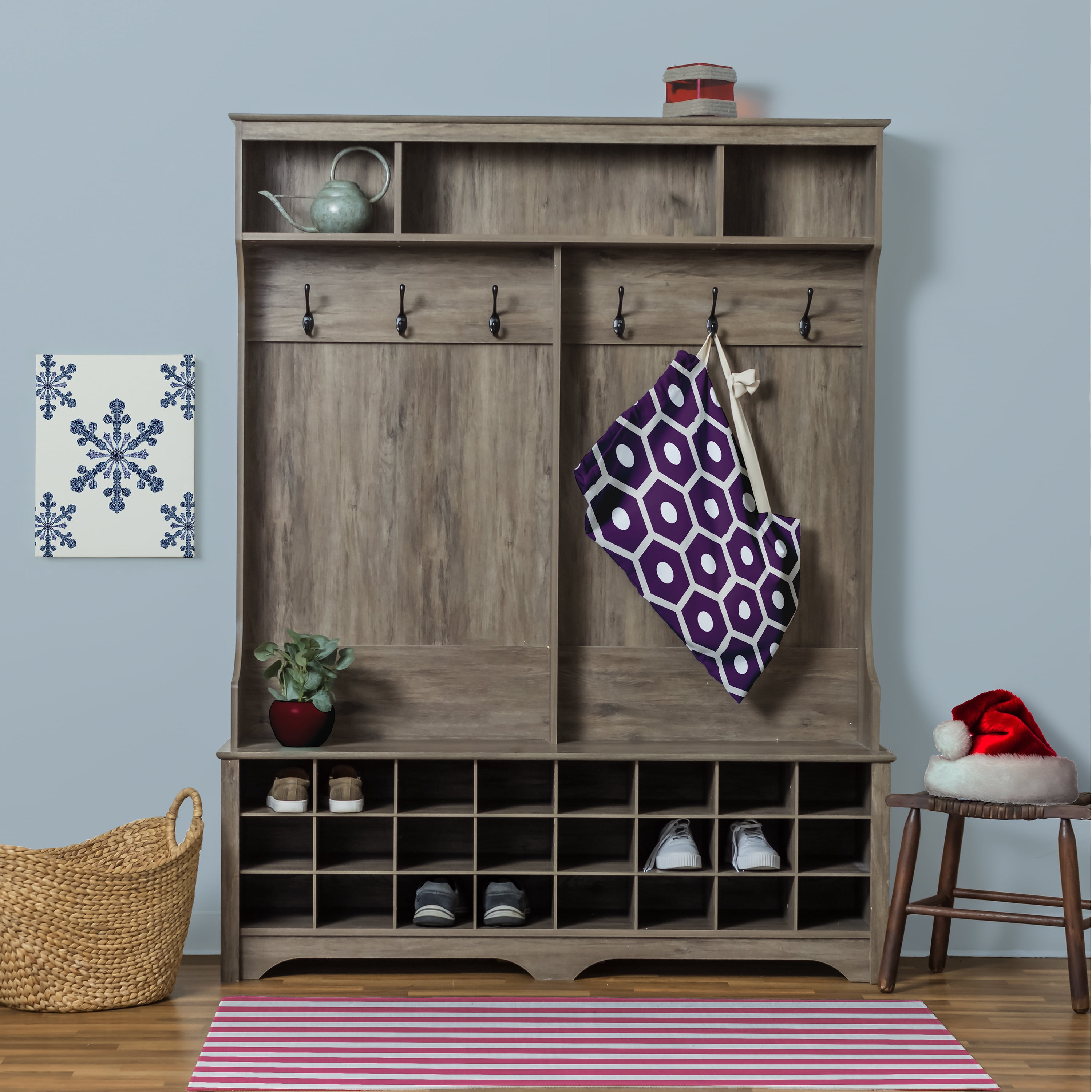 Simply Daisy Geometric 18 x 29 in Purple Laundry Bag