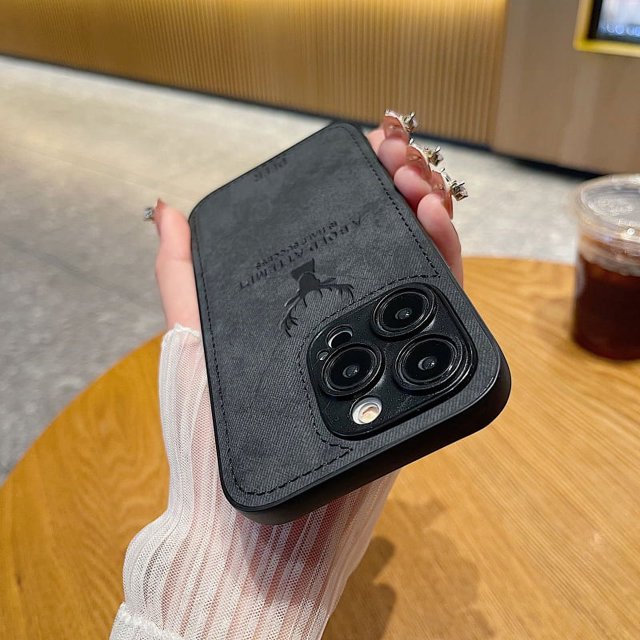 Luxury Matte Leather Non-slip case For iphone 15 14 13 12 11 Pro Max Wapiti Shockproof Back Cover