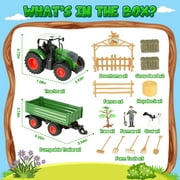 HopeRock Tractor Toy, Farm Toys Set for Toddlers Boys Age 3 4 5 6 Years, Realistic Pretend Play for Little Farmers, Christmas Birthday Gifts for Toddlers 3-6 years old.