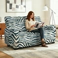 thumbnail image 2 of TSOVTHRID Zebra Stripe Print Loveseat Recliner Cover, 6 Pieces Washable Reclining Loveseat Covers with Elastic Bottom Vintage Sofa Furniture Protector for Pet Dog, 2 of 7
