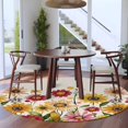 thumbnail image 4 of Retro Yellow Round Area&nbsp;Rug 5ft Red Daisy Watercolor Floral Linen Texture Non-Slip&nbsp;Washable Circle Rugs Soft Felt Indoor Floor Mat for Bedroom Kitchen Living Room Bathroom, 4 of 9