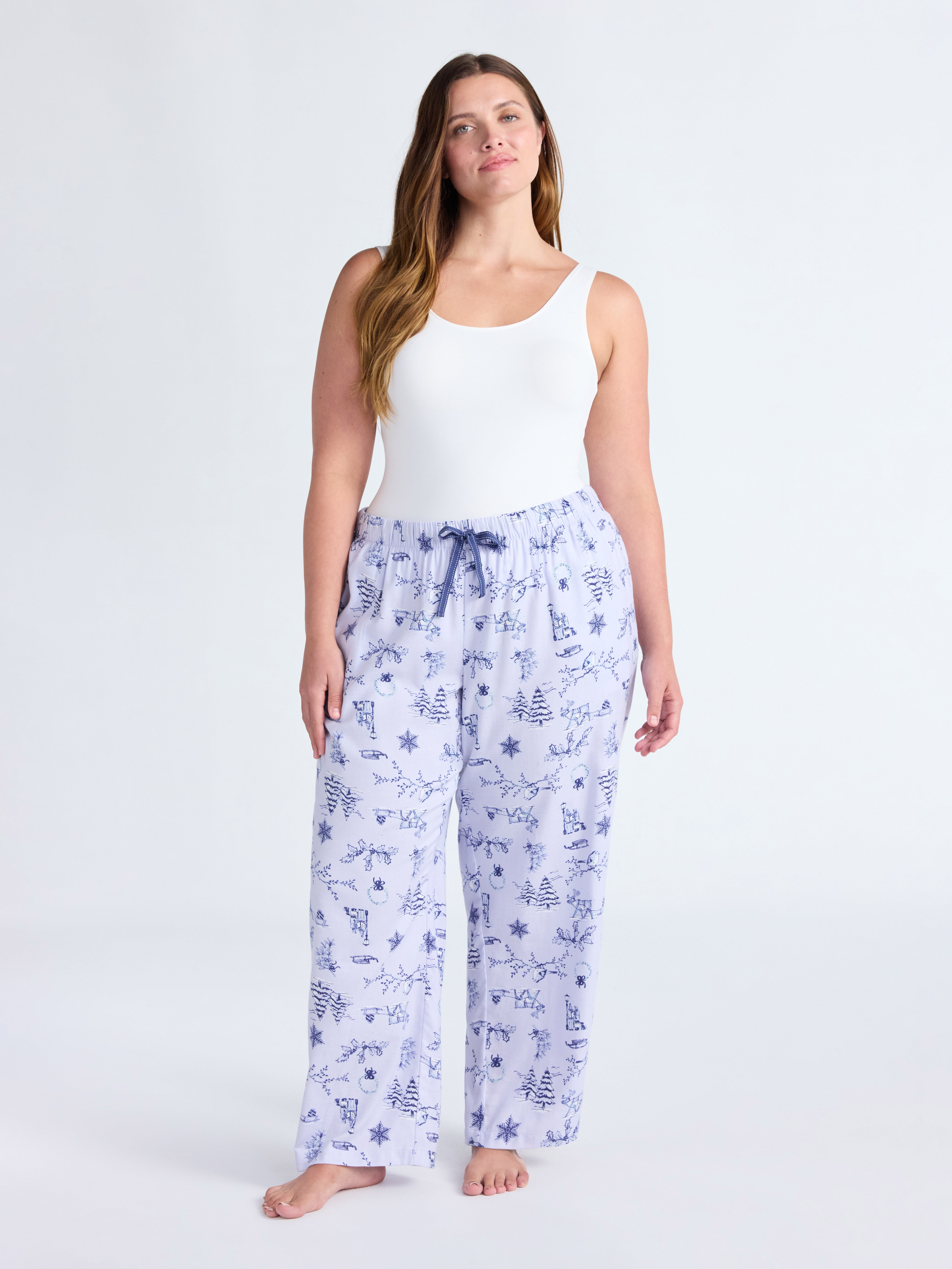 Joyspun Women's Flannel Sleep Pants, 30'' Inseam, Sizes XS-3X