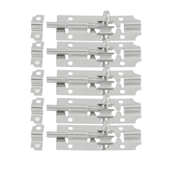 Unique Bargains 5Pcs Silver Tone Stainless Steel Furniture Door Rectangle Latch Bolt