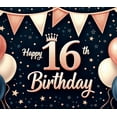 thumbnail image 3 of Yatrandify Polyester Material Happy Birthday Glittering Design Banner Colorful Balloons Birthday Party Decoration for Sweet 16 Event Celebration Indoor Decoration, 3 of 6