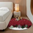 thumbnail image 2 of Round Rugs 5Ft, Vintage Red Christmas Tree Round Area Rug Washable Indoor Throw Carpet, Xmas Tree Snowflake Soft Non Slip Circle Rug for Cabinet Bathroom Home Decor Aesthetic, 2 of 8