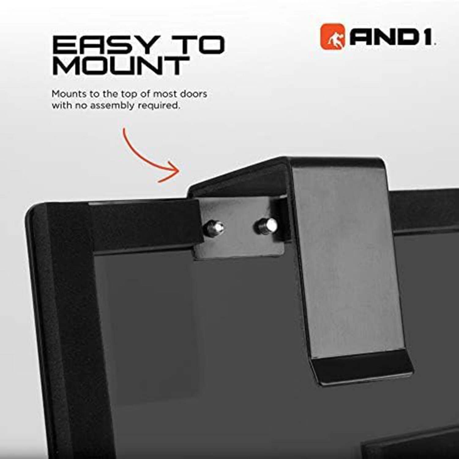 AND1 Over the Door Mini Basketball Hoop Set, 18"x12" Shatterproof Backboard, 1 Mini Basketball, No Tools Indoor Use