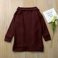 thumbnail image 4 of Kiapeise Kids Sweater, Solid Color Long Sleeve Cardigan Coat Knitwear Tops for Girls, Khaki/Wine Red, 4 of 7