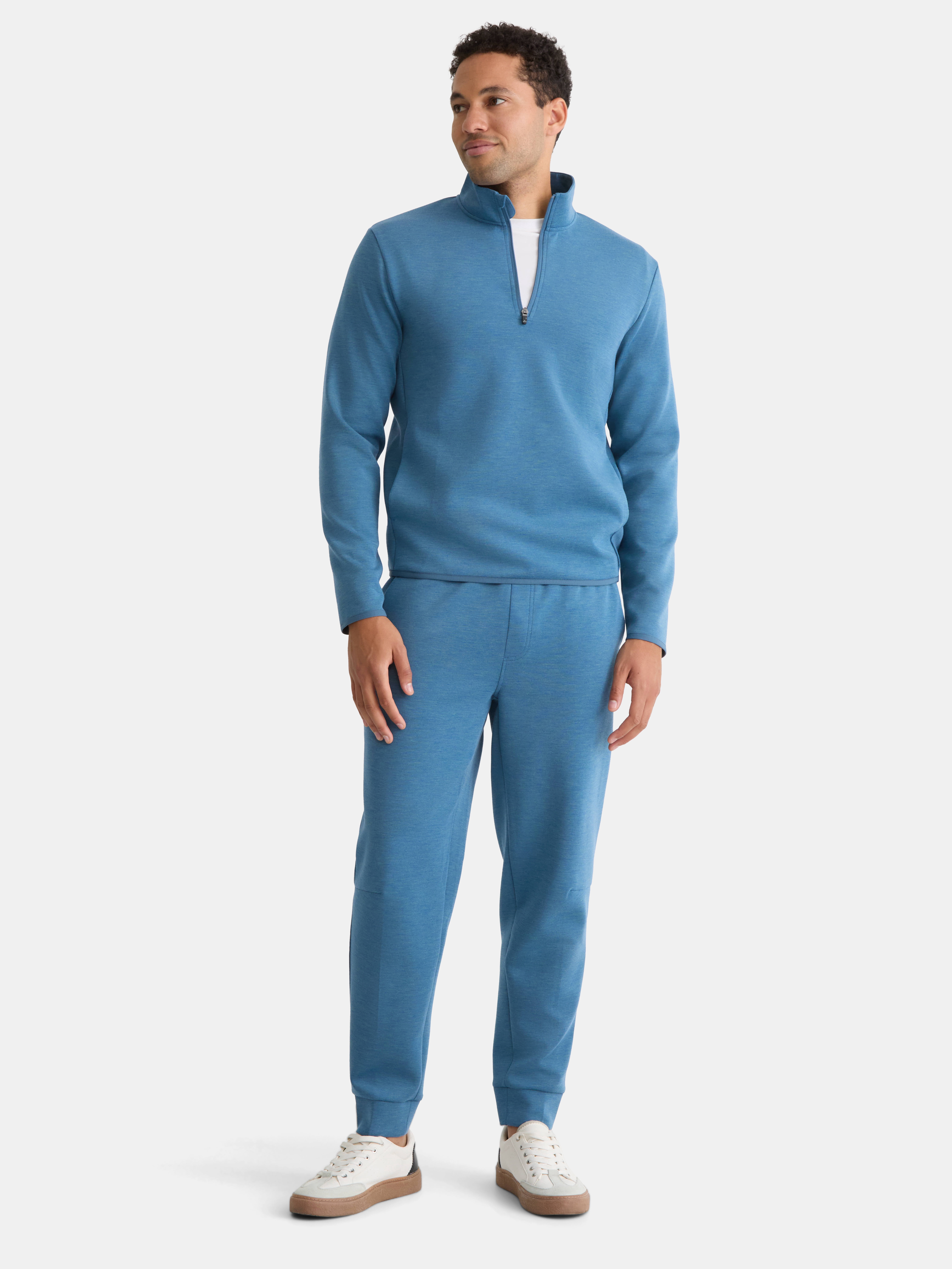 Athletic Works Men's and Big Men's Fusion Double Knit Quarter Zip Sweatshirt Jacket, Sizes S-3XL