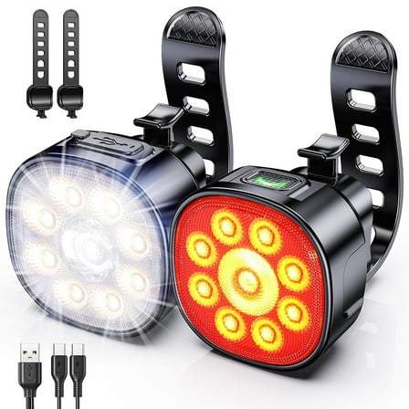 Bike Lights for Night Riding, 4000LM Super Bright Rechargeable Bike Lights Front and Back Set, Waterproof Bicycle Bike Headlight and Tail Light Set