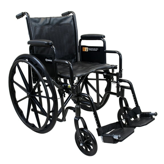 Dynarex DynaRide Series 2 Wheelchair with Detachable Desk Arms with 18" x 16" Adjustable Height Seat and Weight Capacity of 250 Pounds, Silver, 1 Wheelchair
