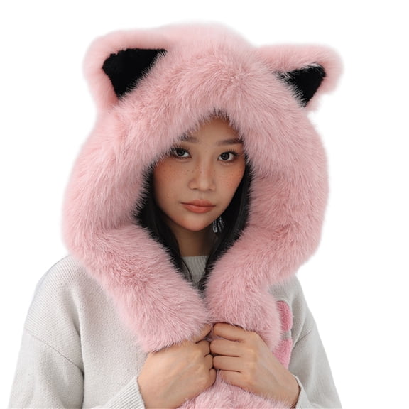 RUISINERY Thicken Warm Scarf Hat Lovely Foxs Ears Women Hat Outdoor Earflap Children Hat for Winter Warmth and Fashionable Look