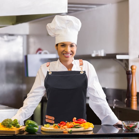 Raindrops 1Pc Comfortable Black Cotton Apron for Salon Barber Cooking and General Use