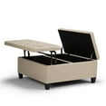 thumbnail image 3 of Atlin Designs Faux Leather Satin Cream Ottoman Square Tufted 36" Unassembled, 3 of 5