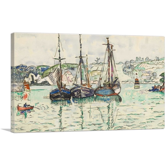 ARTCANVAS Three Sail Boats Canvas Art Print by Paul Signac - Size: 26" x 18" (0.75" Deep)