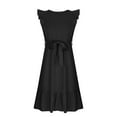 thumbnail image 5 of ZOYOEN Girls Ruffle Dresses- Sleeveless Bow Tie Straps Cute Birthday Gift Party Dress Black Size 6, 5 of 8