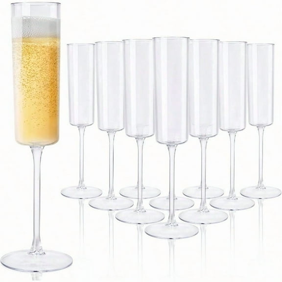 36 Pack Plastic Champagne Flutes - 6 Oz Disposable Champagne Glasses - Square Clear Plastic Toasting Glasses for Party Birthday Anniversary Wedding