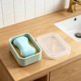 thumbnail image 4 of Travel Soap Case Silicone Leakproof Waterproof With Pad Portable Soap Container For Camping Gym Green, 4 of 6