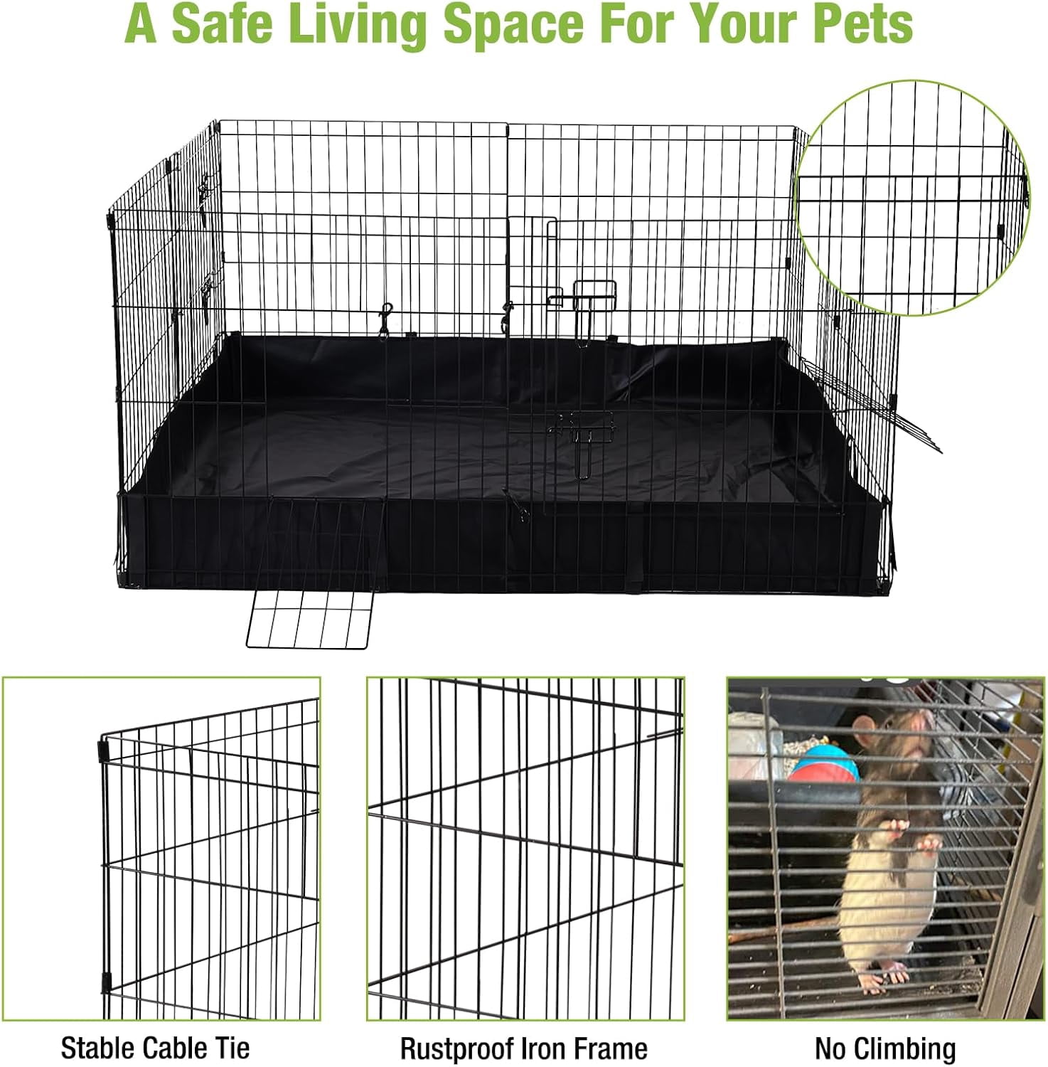 BUTINGLALE Pet Playpen for Small Animal, Rabbit Cage with Waterproof Liner for Indoor & Outdoor Use (Playpen Only)