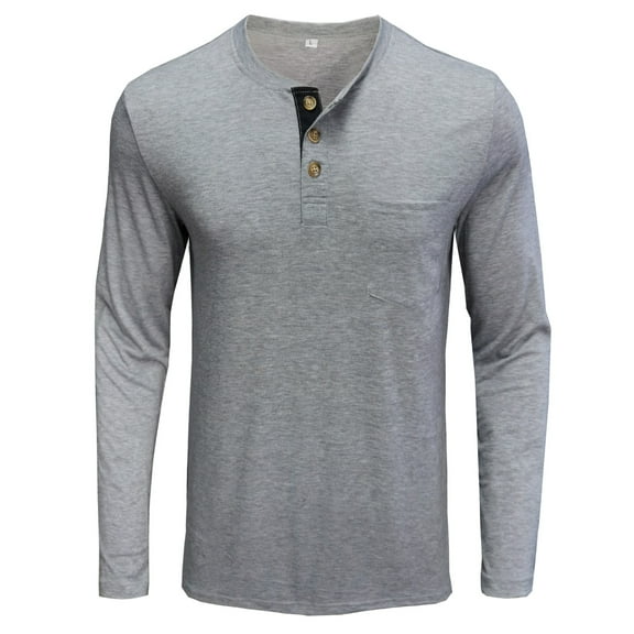 Fesfesfes Long Sleeve Shirt Men Long-Sleeve Beefy Muscle Basic Solid Pure Color Blouse Tee Shirt Top