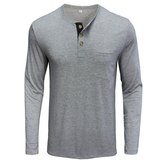 CEHVOM Men Long-Sleeve Beefy Muscle Basic Solid Pure Color Blouse Tee Shirt Top