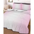 thumbnail image 2 of Pink Ombre Summer Quilt Set Twin XL Size,Soft Microfiber Quilted Bedding Set with 2 Pillow Shams,Pink White Gradient Modern Abstract Art Lightweight All Season Bedspread Coverlet for Bedroom 68"x98", 2 of 6