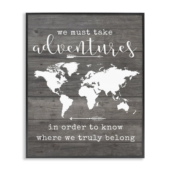 Stupell Industries Rustic Lodge Take Adventures Map Black Framed Giclee Art, 24 x 30, by Lettered and Lined