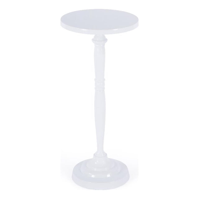 Beaumont Lane Table d'Appoint Ronde Traditionnelle d'Extérieur en Métal avec Piédestal, Ivoire