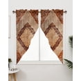 thumbnail image 3 of Swag Curtains, Meddle Century Vintage Carpet Mural Pattern Brown Rod Pocket Kitchen Curtains Valances Tier Curtains Swag Valance Curtains for Bedroom Living Room 36" x 63", 2 Panels, 3 of 6